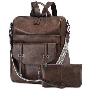 Backpack Purse Set for Women,Vegan Leather Fashion Ladies Convertible🐋